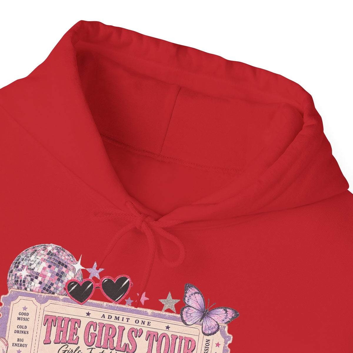 The Girls Just Wanna Have Fun Tour Ticket Graphic Hoodie | Butterfly Floral Ticket Sweatshirt