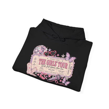 The Girls Just Wanna Have Fun Tour Ticket Graphic Hoodie | Butterfly Floral Ticket Sweatshirt