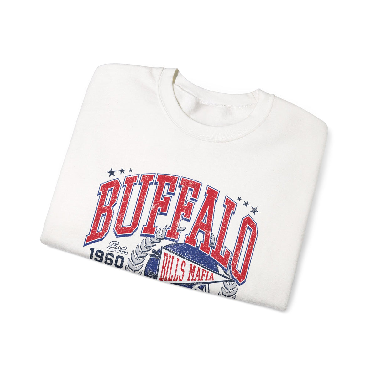 Buffalo Football Helmet Vintage Graphic Sweatshirt | 1960 Bills Logo I Gildan Crewneck Unisex