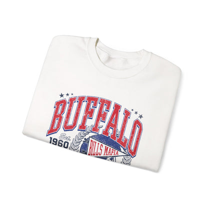 Buffalo Football Helmet Vintage Graphic Sweatshirt | 1960 Bills Logo I Gildan Crewneck Unisex