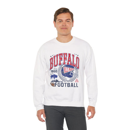 Buffalo Football Helmet Vintage Graphic Sweatshirt | 1960 Bills Logo I Gildan Crewneck Unisex