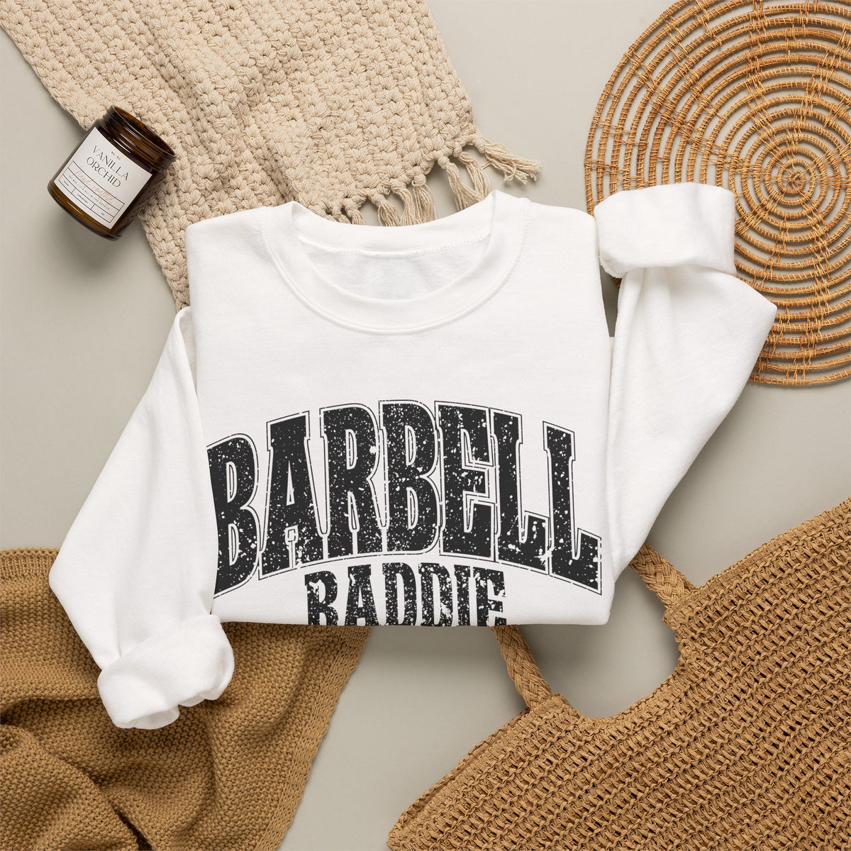 Barbell Baddie Sweatshirt | Gym Fitness Crewneck I Gildan Crewneck