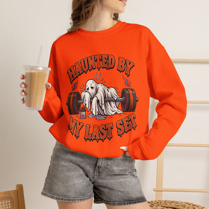 Haunted By My Last Set Sweatshirt | Ghost Lifting Gym Fitness I Gildan Crewneck
