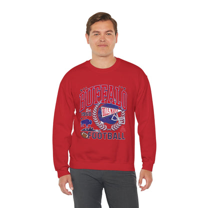 Buffalo Football Helmet Vintage Graphic Sweatshirt | 1960 Bills Logo I Gildan Crewneck Unisex