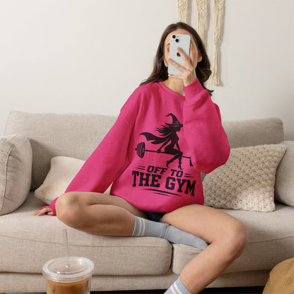 Witch Lifting Barbell Off to the Gym Sweatshirt | Halloween Fitness I Gildan