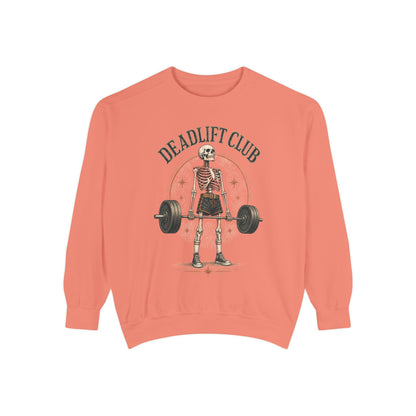 Deadlift Club Skeleton Illustration Sweatshirt | Weightlifting Gym Skull I Comfort Colors 1566
