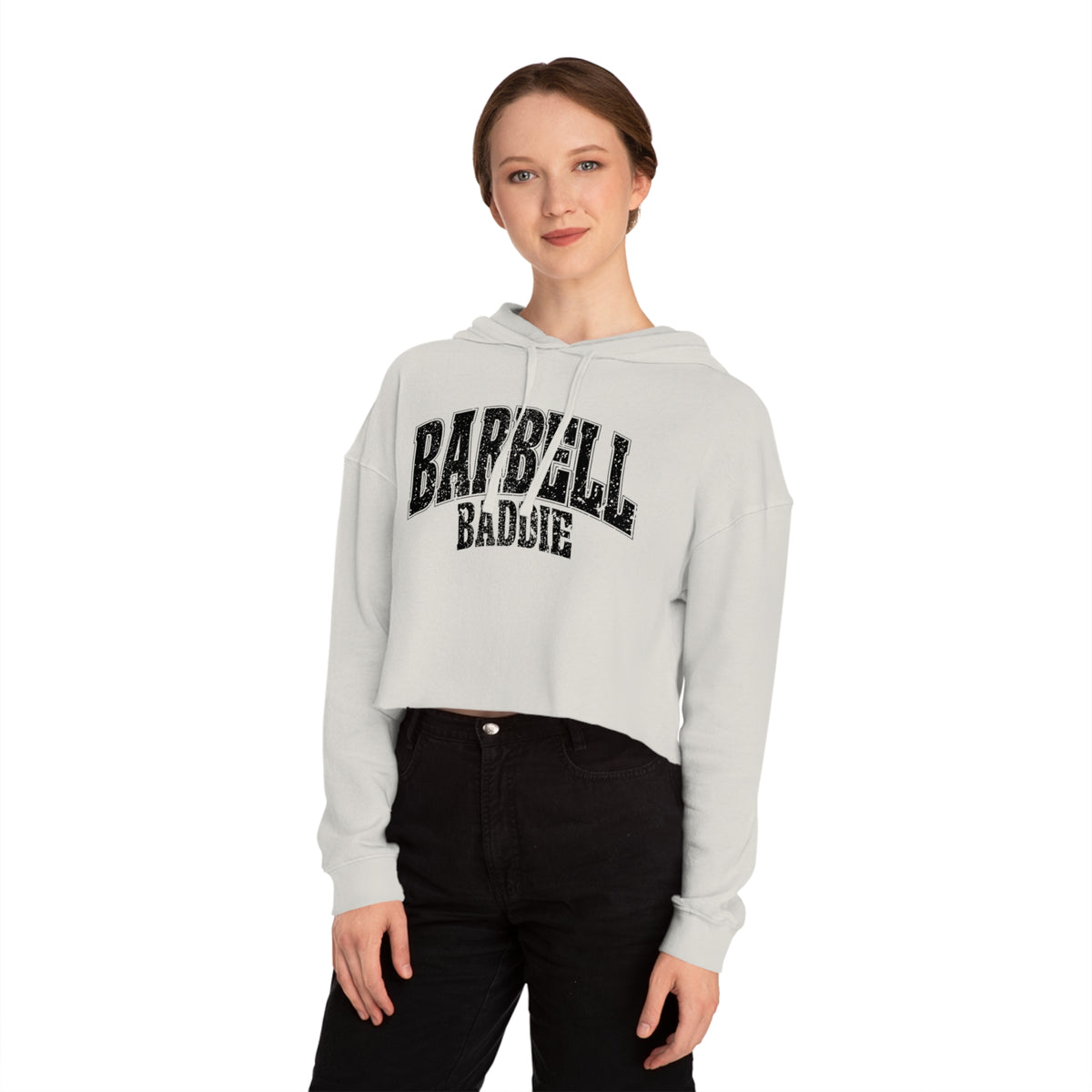 Barbell Baddie Cropped Hoodie | Fitness Gym Apparel I Independent Trading Company Crop Hoodie