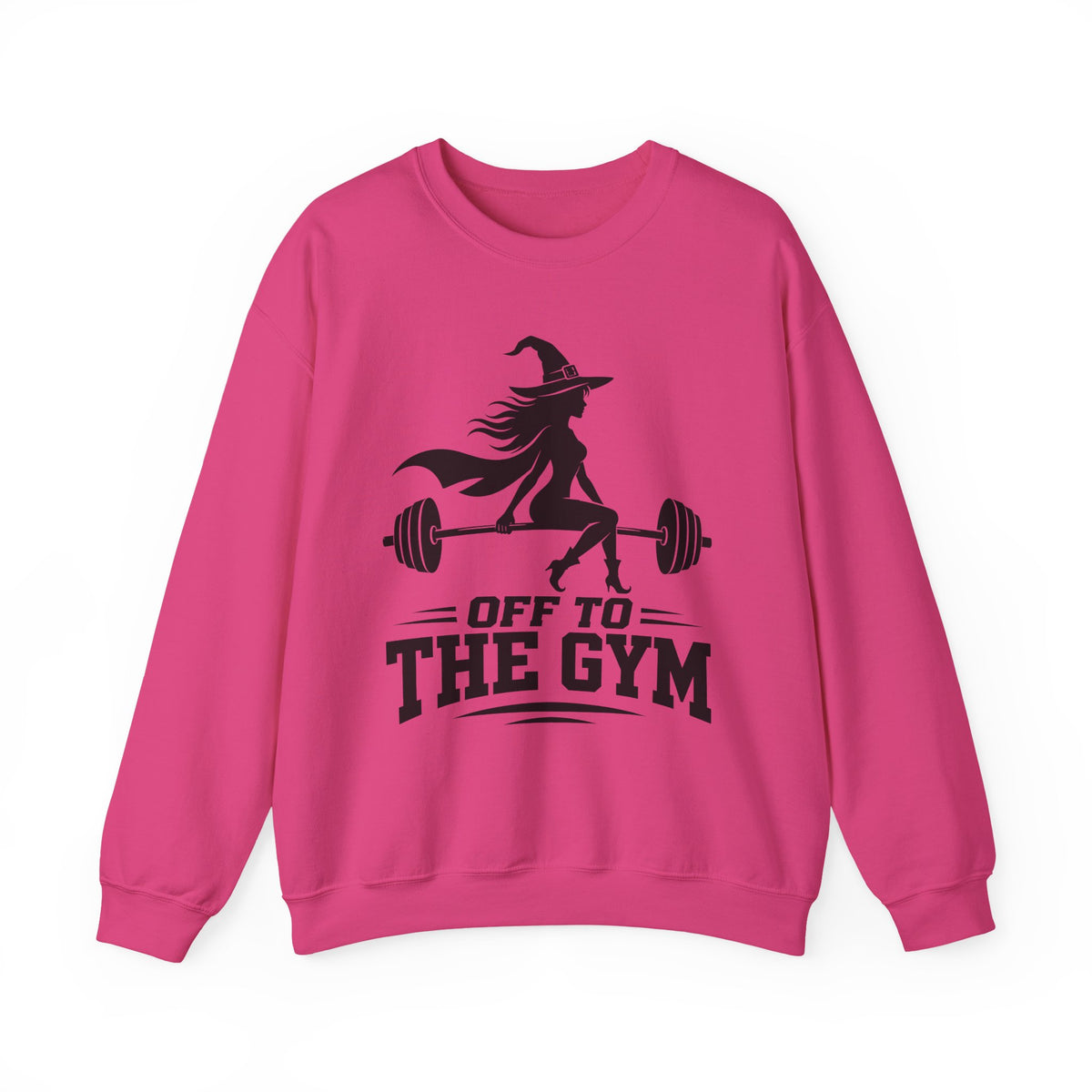 Witch Lifting Barbell Off to the Gym Sweatshirt | Halloween Fitness I Gildan