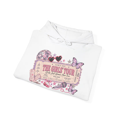 The Girls Just Wanna Have Fun Tour Ticket Graphic Hoodie | Butterfly Floral Ticket Sweatshirt