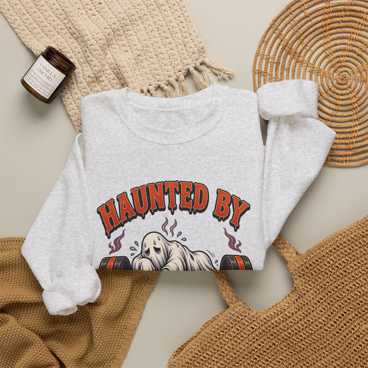 Haunted By My Last Set Sweatshirt | Ghost Lifting Gym Fitness I Gildan Crewneck