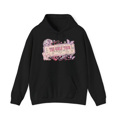 The Girls Just Wanna Have Fun Tour Ticket Graphic Hoodie | Butterfly Floral Ticket Sweatshirt