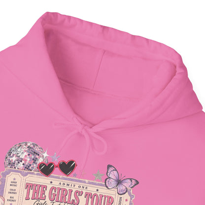 The Girls Just Wanna Have Fun Tour Ticket Graphic Hoodie | Butterfly Floral Ticket Sweatshirt