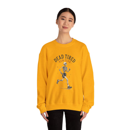 Dead Tired Run Club sweatshirt | Skeleton Runner Illustration I Gildan Crewneck