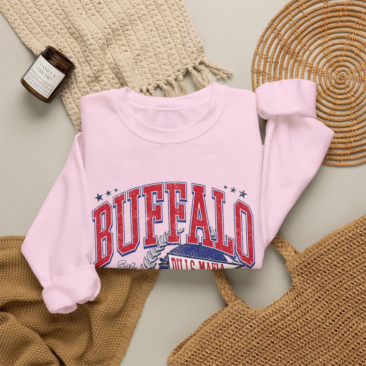 Buffalo Football Helmet Vintage Graphic Sweatshirt | 1960 Bills Logo I Gildan Crewneck Unisex