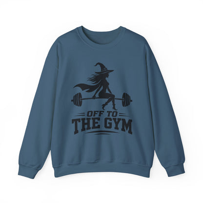 Witch Lifting Barbell Off to the Gym Sweatshirt | Halloween Fitness I Gildan