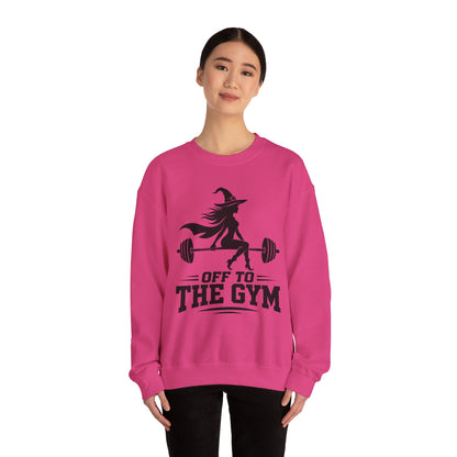 Witch Lifting Barbell Off to the Gym Sweatshirt | Halloween Fitness I Gildan