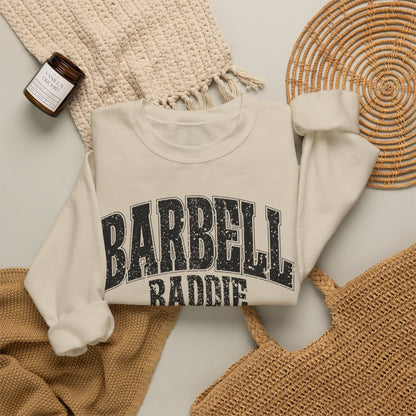 Barbell Baddie Sweatshirt | Gym Fitness Crewneck I Gildan Crewneck