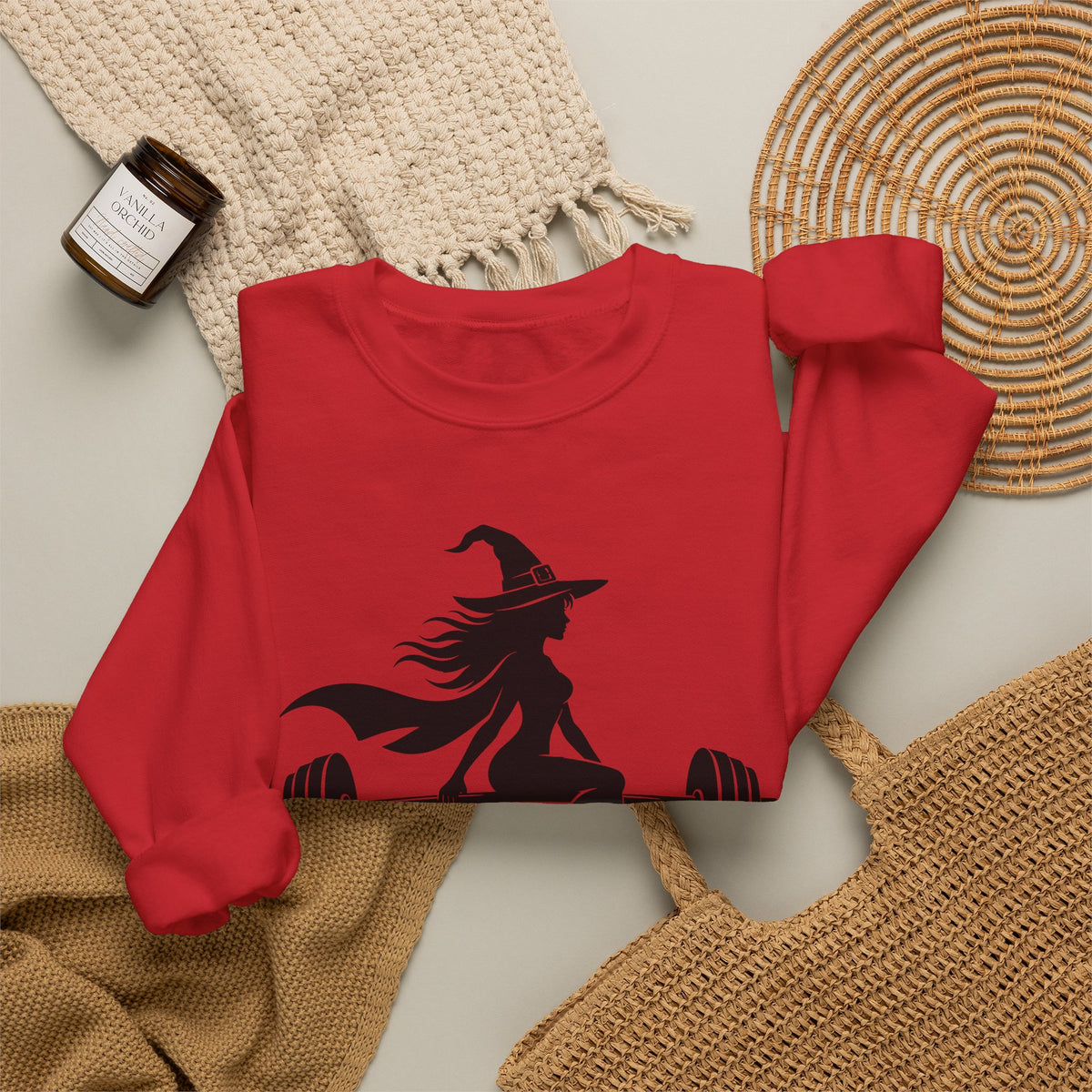 Witch Lifting Barbell Off to the Gym Sweatshirt | Halloween Fitness I Gildan