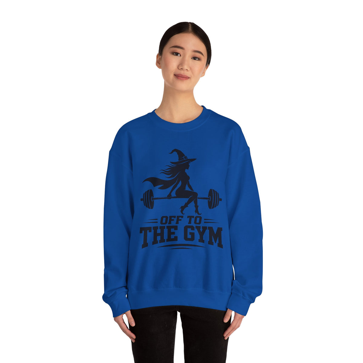 Witch Lifting Barbell Off to the Gym Sweatshirt | Halloween Fitness I Gildan