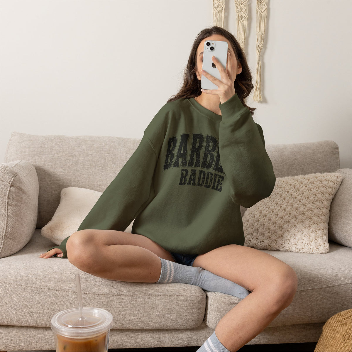 Barbell Baddie Sweatshirt | Gym Fitness Crewneck I Gildan Crewneck