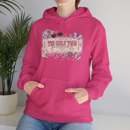 The Girls Just Wanna Have Fun Tour Ticket Graphic Hoodie | Butterfly Floral Ticket Sweatshirt