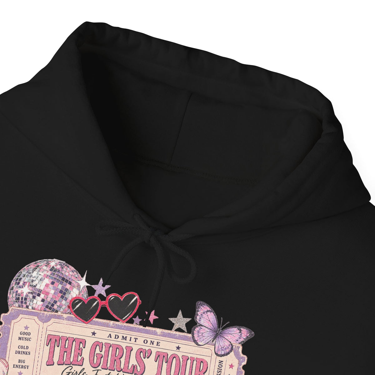 The Girls Just Wanna Have Fun Tour Ticket Graphic Hoodie | Butterfly Floral Ticket Sweatshirt