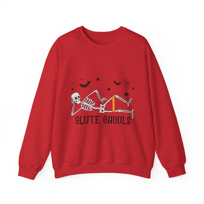 Glute Ghouls Skeleton Lounge Sweatshirt | Halloween Skeleton Fitness I Gildan Crewneck
