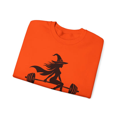Witch Lifting Barbell Off to the Gym Sweatshirt | Halloween Fitness I Gildan