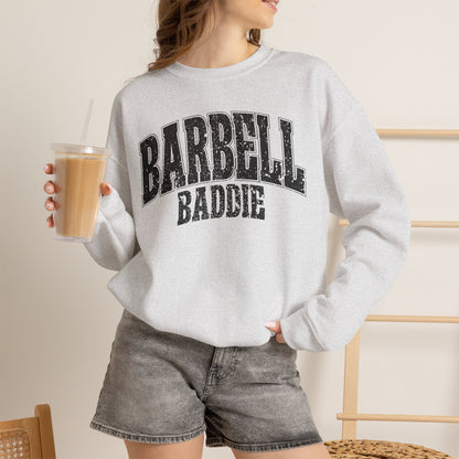 Barbell Baddie Sweatshirt | Gym Fitness Crewneck I Gildan Crewneck
