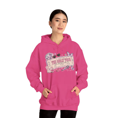 The Girls Just Wanna Have Fun Tour Ticket Graphic Hoodie | Butterfly Floral Ticket Sweatshirt