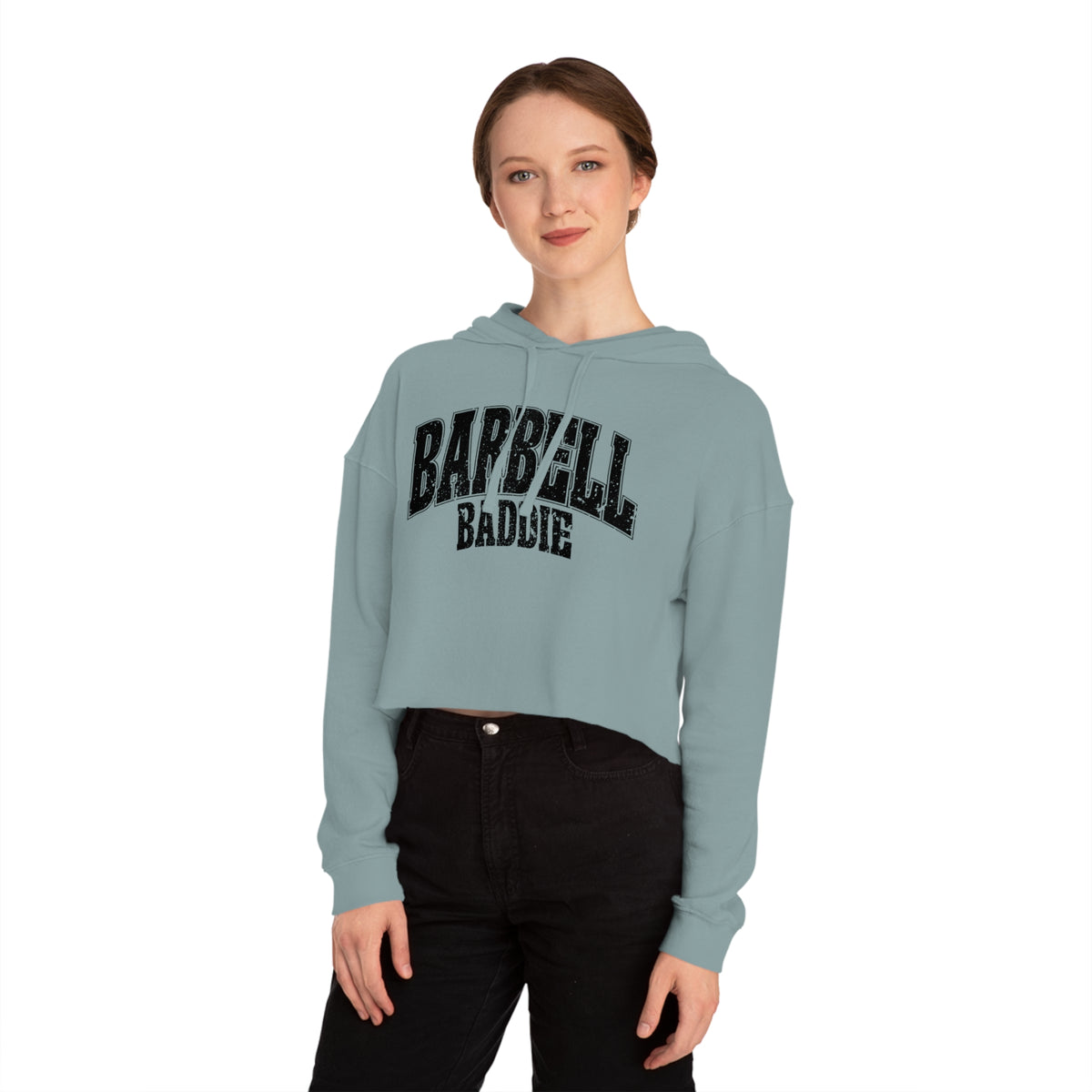 Barbell Baddie Cropped Hoodie | Fitness Gym Apparel I Independent Trading Company Crop Hoodie