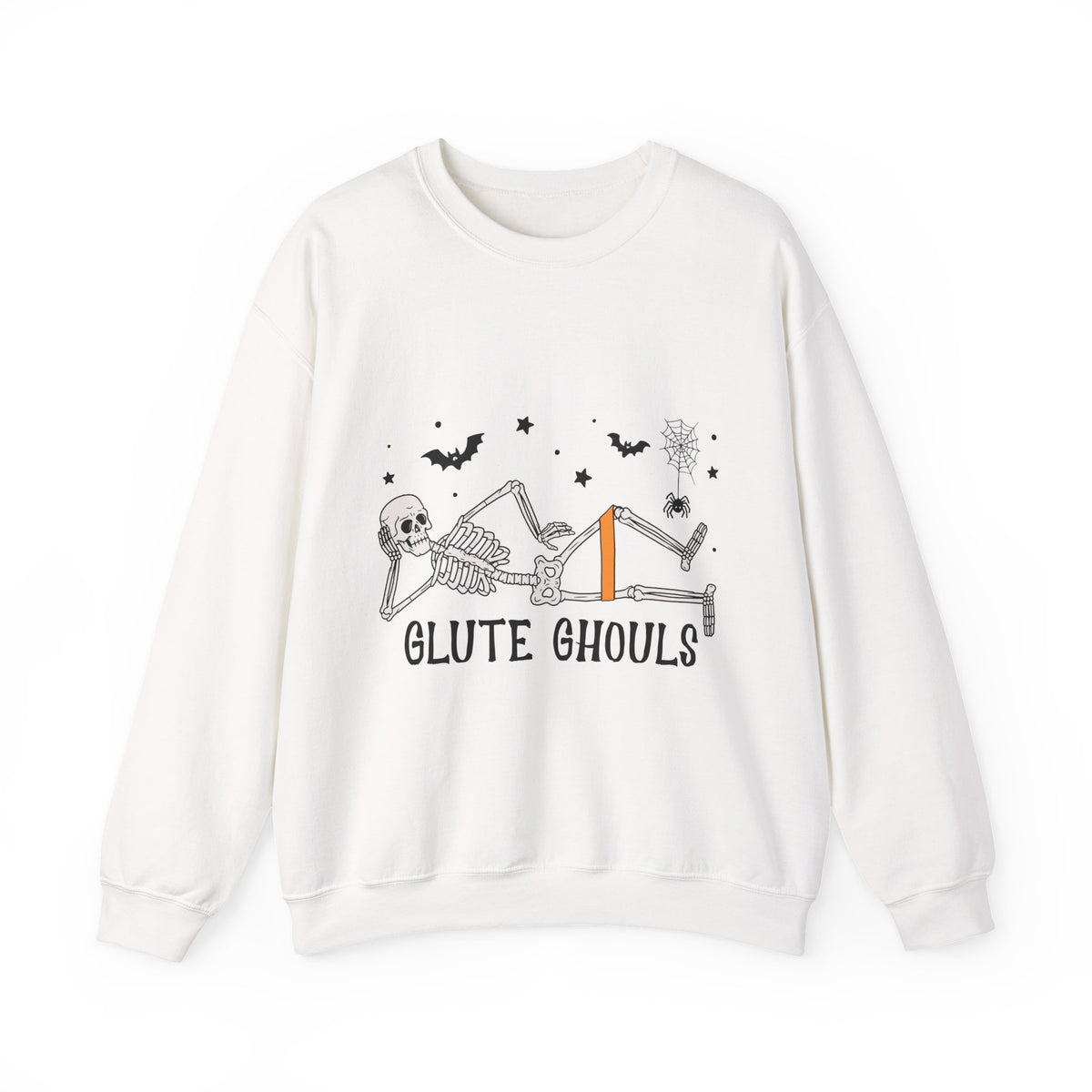 Glute Ghouls Skeleton Lounge Sweatshirt | Halloween Skeleton Fitness I Gildan Crewneck