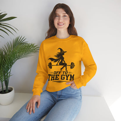 Witch Lifting Barbell Off to the Gym Sweatshirt | Halloween Fitness I Gildan