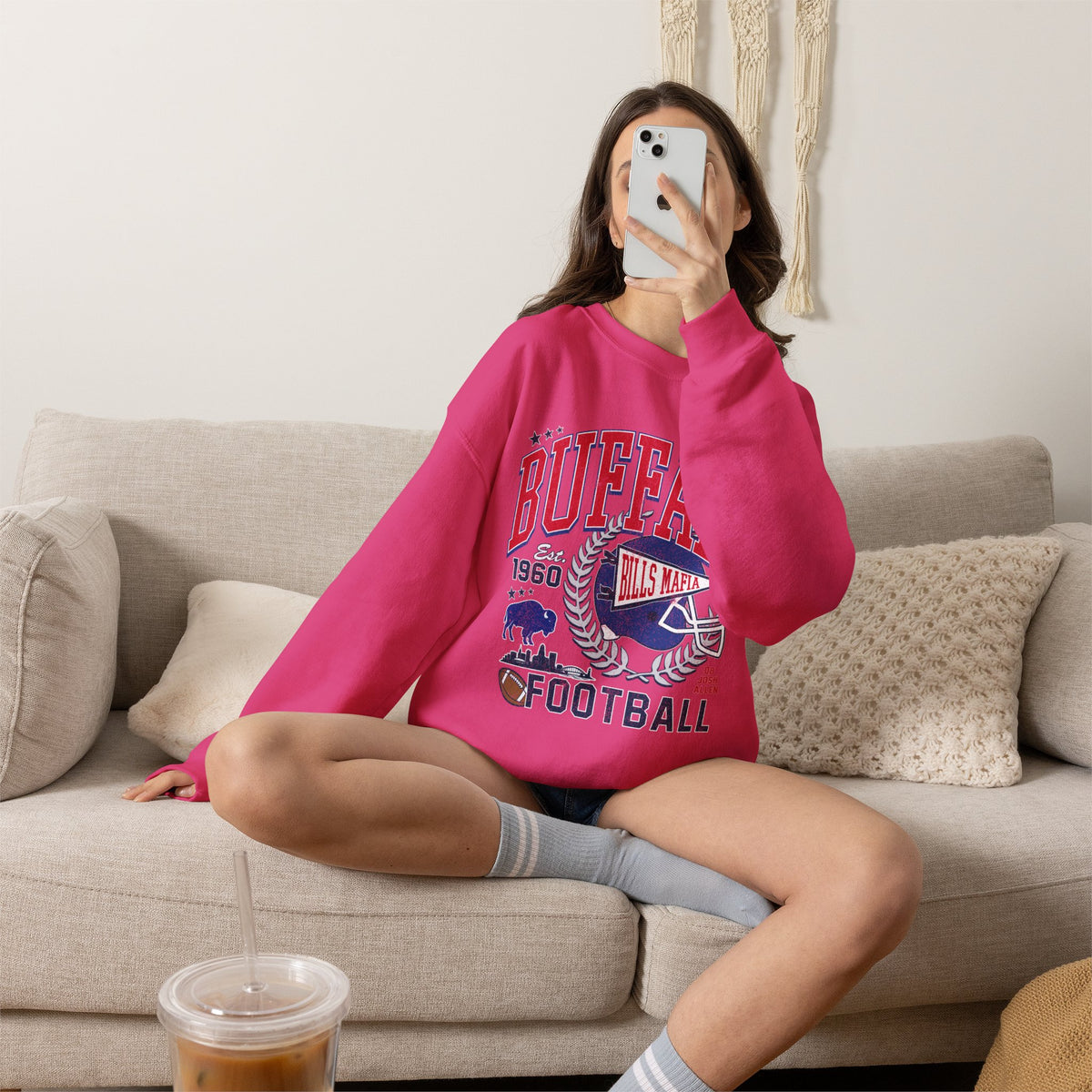 Buffalo Football Helmet Vintage Graphic Sweatshirt | 1960 Bills Logo I Gildan Crewneck Unisex