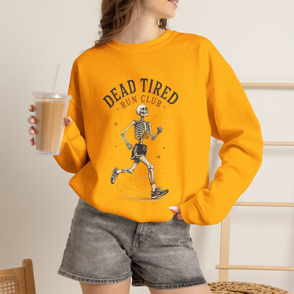 Dead Tired Run Club sweatshirt | Skeleton Runner Illustration I Gildan Crewneck