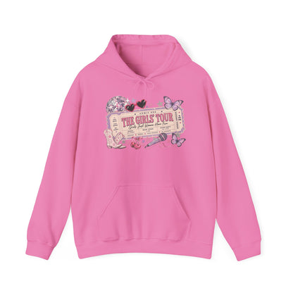 The Girls Just Wanna Have Fun Tour Ticket Graphic Hoodie | Butterfly Floral Ticket Sweatshirt