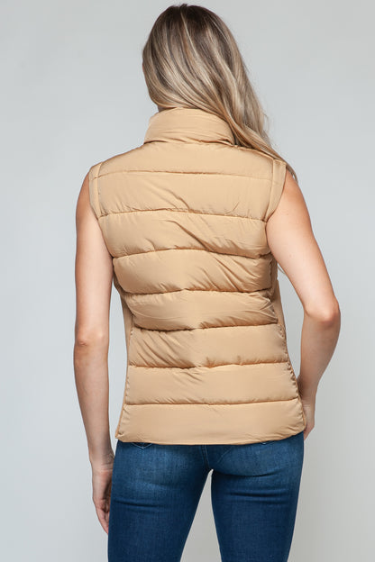 LE Zip Up Turtleneck Vest with Pockets