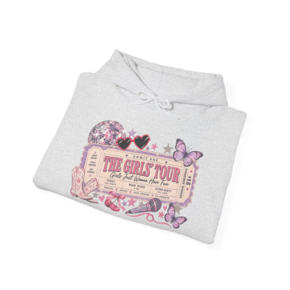 The Girls Just Wanna Have Fun Tour Ticket Graphic Hoodie | Butterfly Floral Ticket Sweatshirt