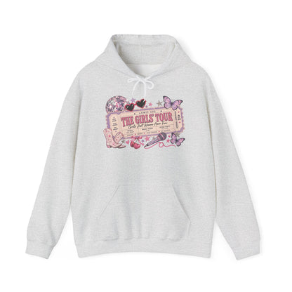 The Girls Just Wanna Have Fun Tour Ticket Graphic Hoodie | Butterfly Floral Ticket Sweatshirt