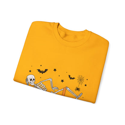 Glute Ghouls Skeleton Lounge Sweatshirt | Halloween Skeleton Fitness I Gildan Crewneck