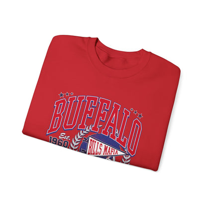 Buffalo Football Helmet Vintage Graphic Sweatshirt | 1960 Bills Logo I Gildan Crewneck Unisex