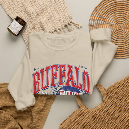 Buffalo Football Helmet Vintage Graphic Sweatshirt | 1960 Bills Logo I Gildan Crewneck Unisex