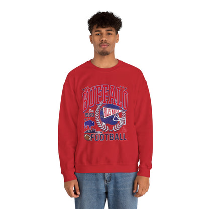 Buffalo Football Helmet Vintage Graphic Sweatshirt | 1960 Bills Logo I Gildan Crewneck Unisex