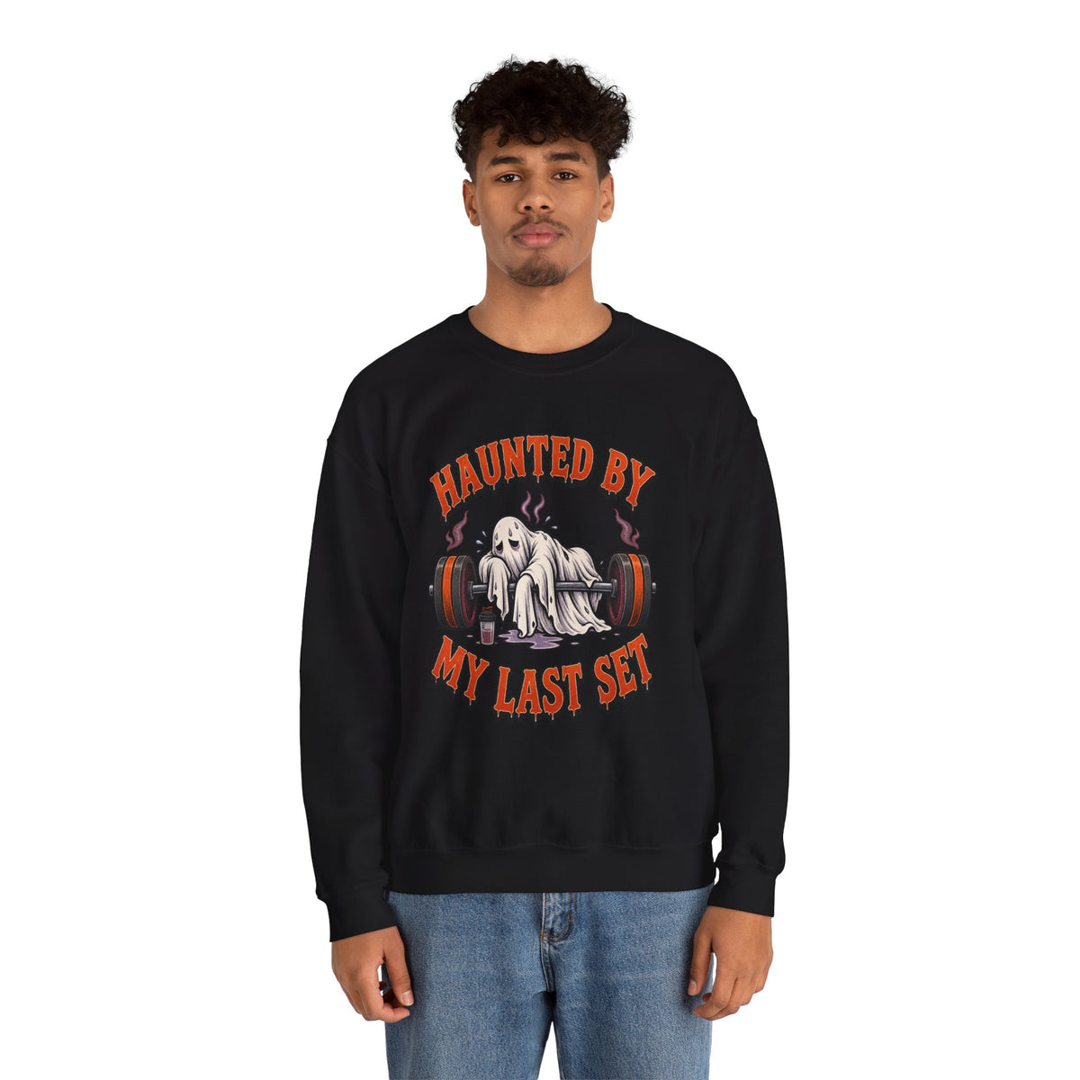 Haunted By My Last Set Sweatshirt | Ghost Lifting Gym Fitness I Gildan Crewneck