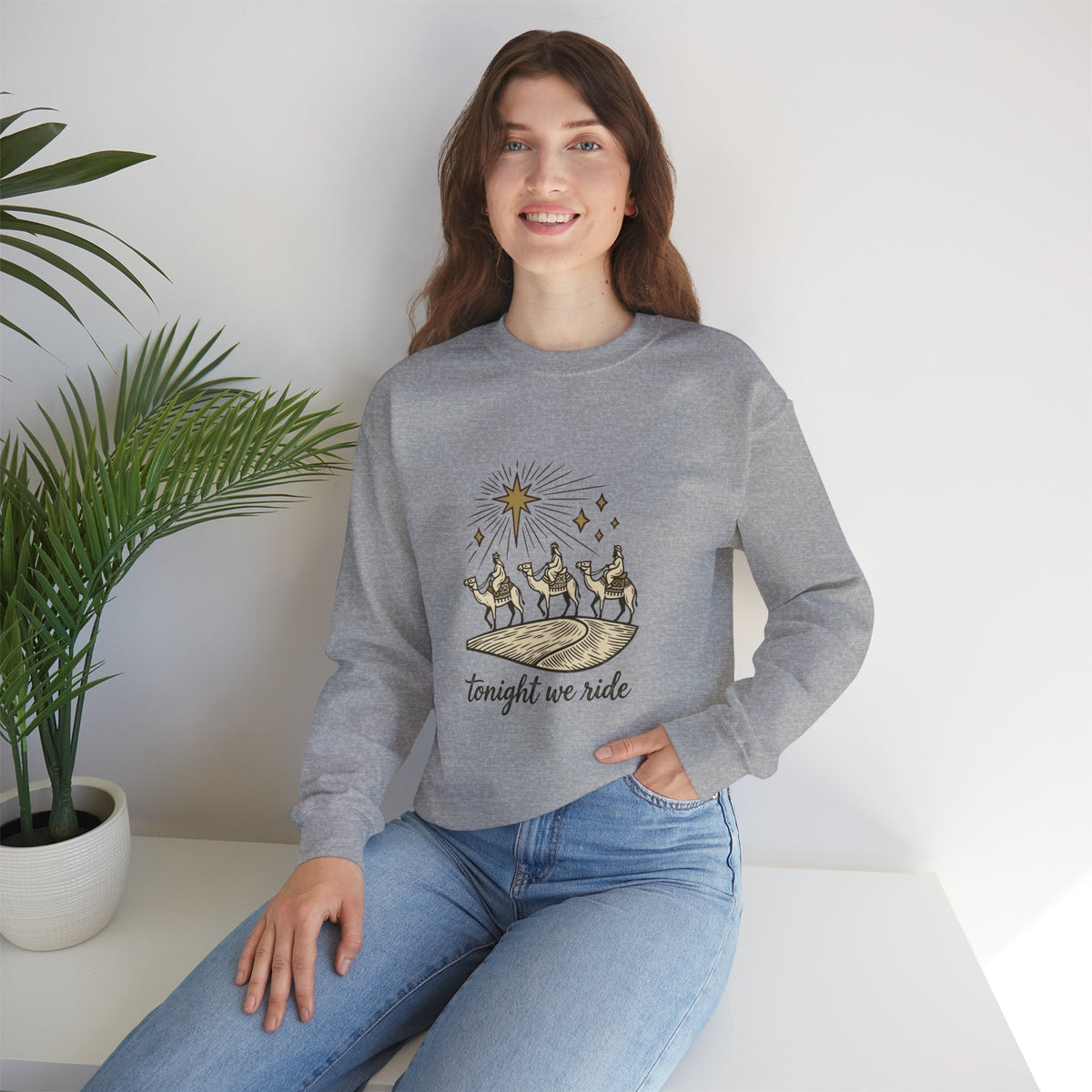 Three Wise Men Christmas Sweatshirt | Nativity Camel Storybook