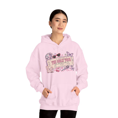 The Girls Just Wanna Have Fun Tour Ticket Graphic Hoodie | Butterfly Floral Ticket Sweatshirt