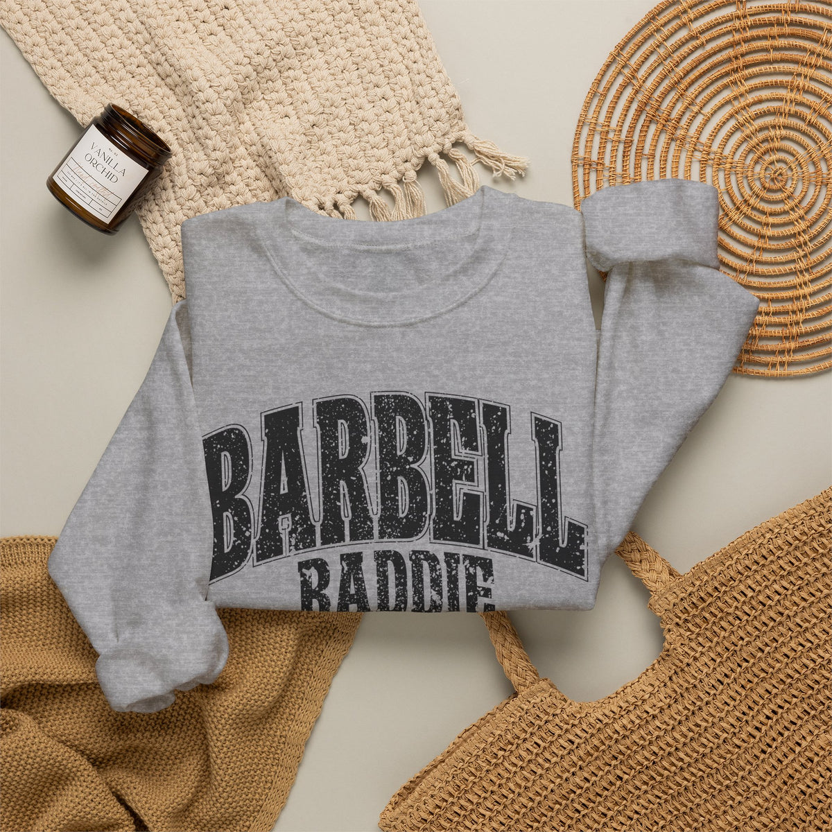 Barbell Baddie Sweatshirt | Gym Fitness Crewneck I Gildan Crewneck