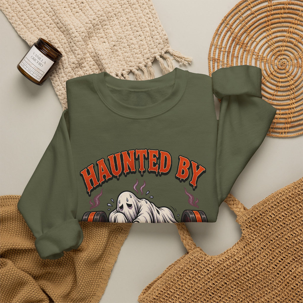 Haunted By My Last Set Sweatshirt | Ghost Lifting Gym Fitness I Gildan Crewneck
