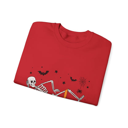 Glute Ghouls Skeleton Lounge Sweatshirt | Halloween Skeleton Fitness I Gildan Crewneck