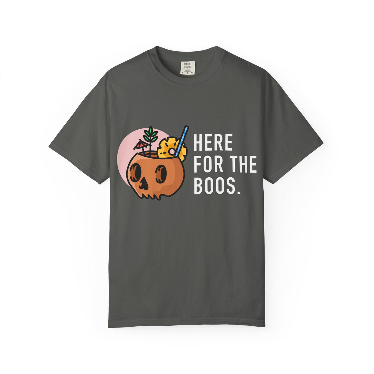 Halloween Pumpkin Graphic T-Shirt — "Here For The Boos"